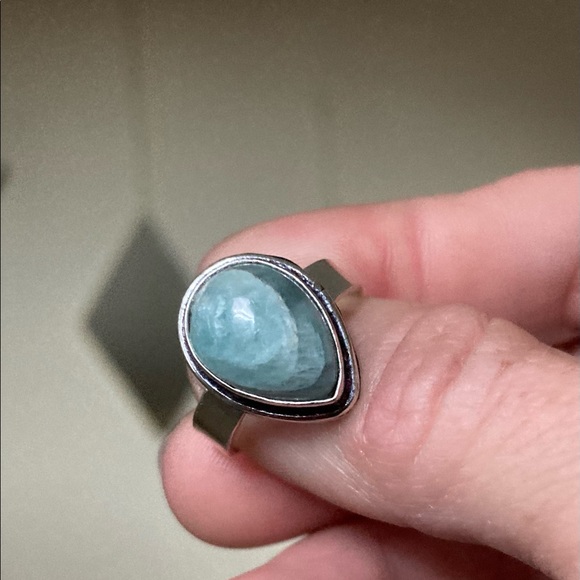 Sterling Silver Larimar Teardrop Ring - Picture 2 of 15